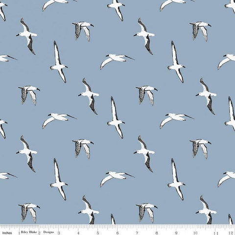 Fat Quarter End of Bolt - SALE Heartsong Albatross C11302 Blue - Riley Blake Designs - Bird Birds - Quilting Cotton Fabric