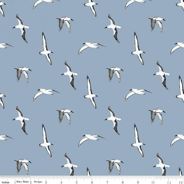 Fat Quarter End of Bolt - SALE Heartsong Albatross C11302 Blue - Riley Blake Designs - Bird Birds - Quilting Cotton Fabric