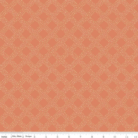 Fat Quarter End of Bolt - CLEARANCE Harmony Lattice C11095 Salmon - Riley Blake- Geometric Diagonal On Point Orange - Quilting Cotton Fabric