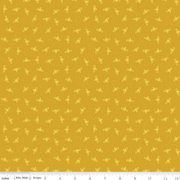 15" End of Bolt - SALE Harmony Bees C11096 Honey - Riley Blake Designs - Honeybees Bee Gold - Quilting Cotton Fabric