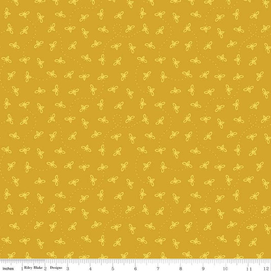15" End of Bolt - SALE Harmony Bees C11096 Honey - Riley Blake Designs - Honeybees Bee Gold - Quilting Cotton Fabric