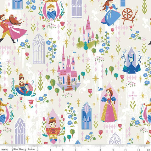 Little Brier Rose Main SC11070 Parchment SPARKLE - Riley Blake Designs - Castles Princess Antique Gold SPARKLE - Quilting Cotton Fabric