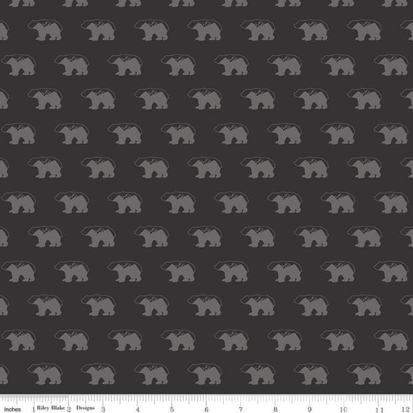 Fat Quarter End of Bolt - SALE Into the Woods Bears C11391 Black - Riley Blake Designs - Outdoors Bear - Quilting Cotton Fabric