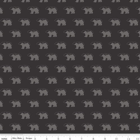 Fat Quarter End of Bolt - SALE Into the Woods Bears C11391 Black - Riley Blake Designs - Outdoors Bear - Quilting Cotton Fabric