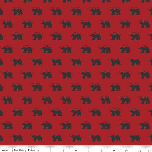 SALE Into the Woods Bears C11391 Red - Riley Blake Designs - Outdoors Bear - Quilting Cotton Fabric