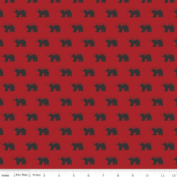 SALE Into the Woods Bears C11391 Red - Riley Blake Designs - Outdoors Bear - Quilting Cotton Fabric