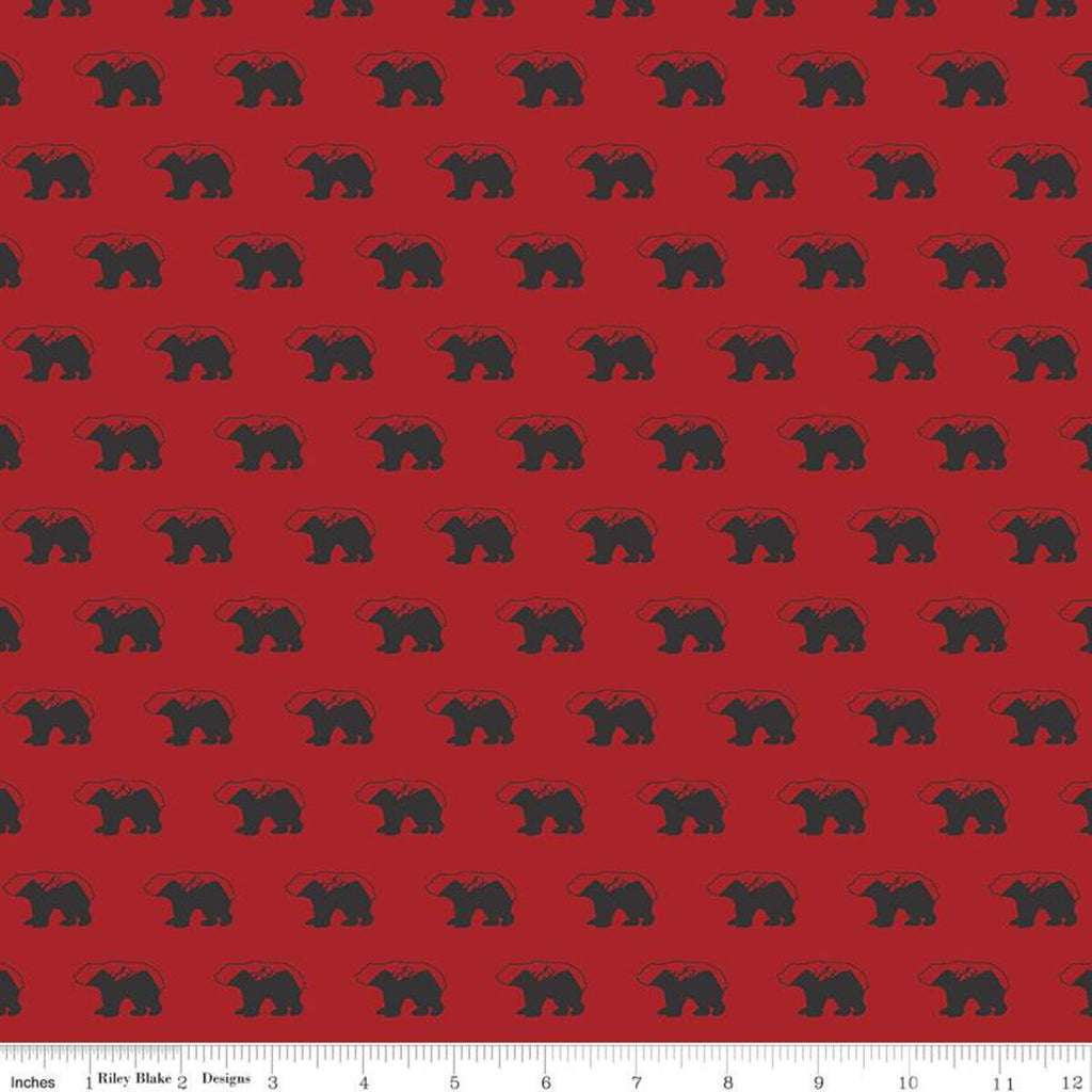SALE Into the Woods Bears C11391 Red - Riley Blake Designs - Outdoors Bear - Quilting Cotton Fabric