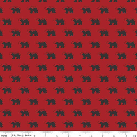 SALE Into the Woods Bears C11391 Red - Riley Blake Designs - Outdoors Bear - Quilting Cotton Fabric