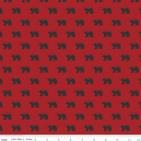 SALE Into the Woods Bears C11391 Red - Riley Blake Designs - Outdoors Bear - Quilting Cotton Fabric