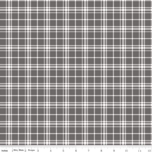 Fat Quarter End of Bolt Piece - SALE Into the Woods Plaid C11397 Gray - Riley Blake Designs - Quilting Cotton Fabric