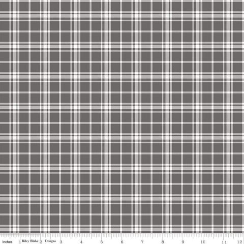 Fat Quarter End of Bolt Piece - SALE Into the Woods Plaid C11397 Gray - Riley Blake Designs - Quilting Cotton Fabric