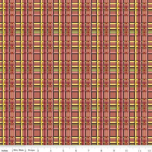 Fat Quarter End of Bolt - CLEARANCE Petals & Pedals Plaid C11144 Coral - Riley Blake - Multicolored Geometric - Quilting Cotton Fabric
