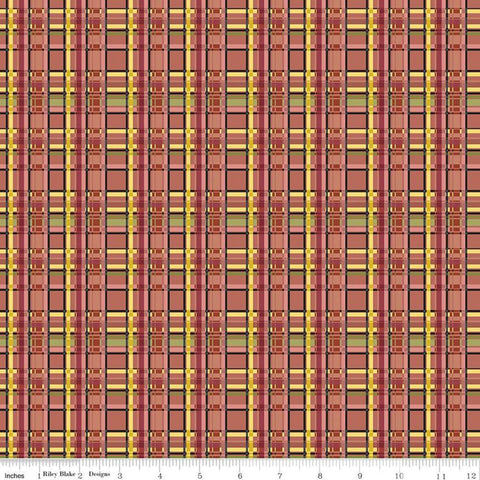 Fat Quarter End of Bolt - CLEARANCE Petals and Pedals Plaid C11144 Coral - Riley Blake - Multicolored Geometric - Quilting Cotton Fabric