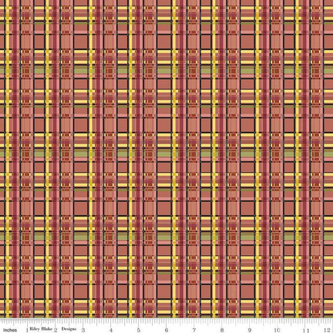 Fat Quarter End of Bolt - CLEARANCE Petals and Pedals Plaid C11144 Coral - Riley Blake - Multicolored Geometric - Quilting Cotton Fabric