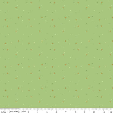 32" End of Bolt - SALE Sparkler SC650 Riley Green SPARKLE - Riley Blake Designs - Plus Signs Gold SPARKLE Metallic - Quilting Cotton Fabric