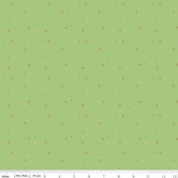 16" End of Bolt - SALE Sparkler SC650 Riley Green SPARKLE - Riley Blake Designs - Plus Signs Gold SPARKLE Metallic - Quilting Cotton Fabric