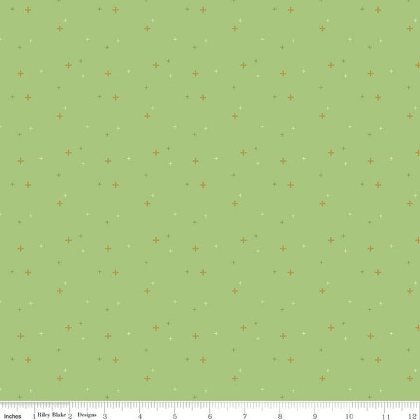 SALE Sparkler SC650 Riley Green SPARKLE - Riley Blake Designs - Plus Signs Gold SPARKLE Metallic - Quilting Cotton Fabric