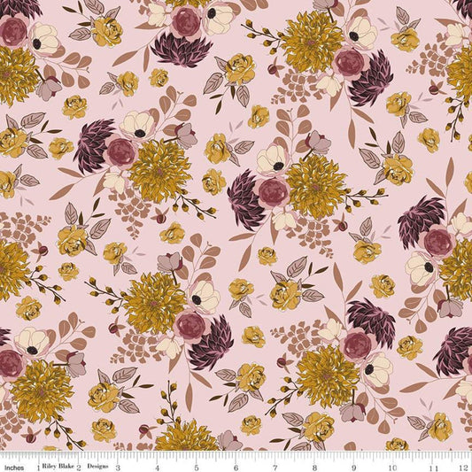 Fat Quarter End of Bolt - SALE Sonnet Dusk Main C11290 Pink - Riley Blake Designs - Floral Flowers - Quilting Cotton Fabric