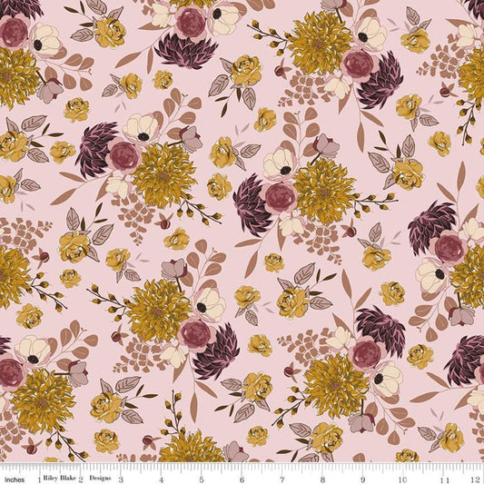Fat Quarter End of Bolt - SALE Sonnet Dusk Main C11290 Pink - Riley Blake Designs - Floral Flowers - Quilting Cotton Fabric