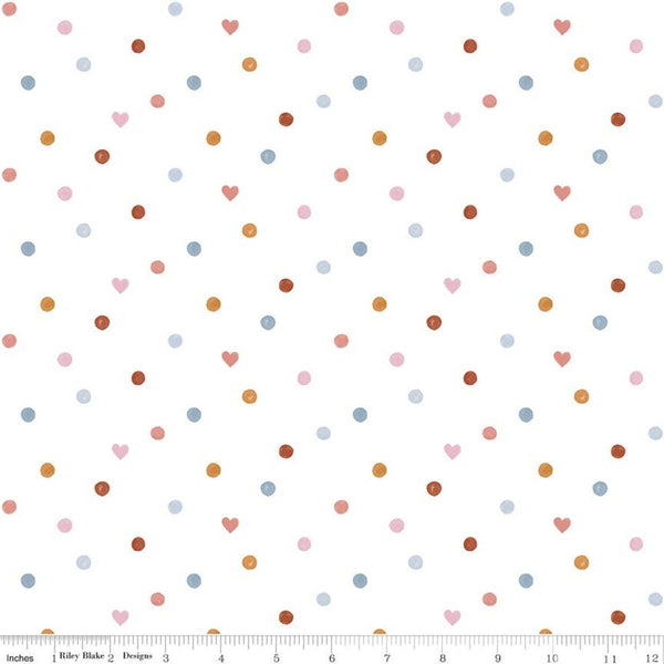 SALE Heartsong Hearts C11306 White - Riley Blake Designs - Heart Dots - Quilting Cotton Fabric