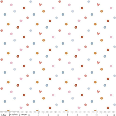 SALE Heartsong Hearts C11306 White - Riley Blake Designs - Heart Dots - Quilting Cotton Fabric