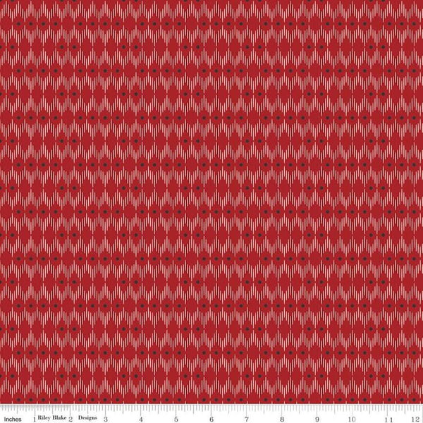 CLEARANCE Into the Woods Line Dot C11395 Red - Riley Blake Designs - Geometric Lines Dots - Quilting Cotton Fabric