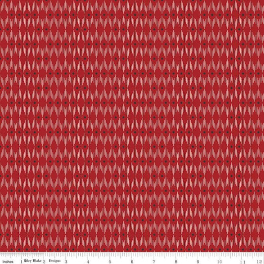 11" End of Bolt - CLEARANCE Into the Woods Line Dot C11395 Red - Riley Blake Designs - Geometric Lines Dots - Quilting Cotton Fabric