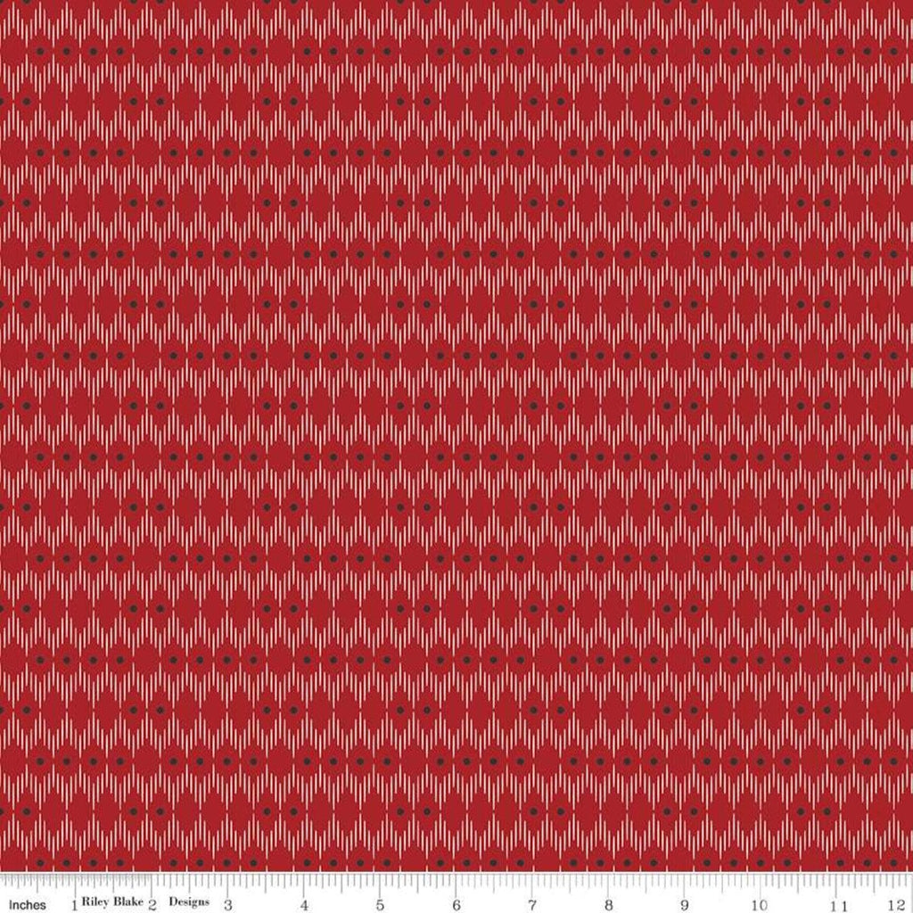11" End of Bolt - CLEARANCE Into the Woods Line Dot C11395 Red - Riley Blake Designs - Geometric Lines Dots - Quilting Cotton Fabric