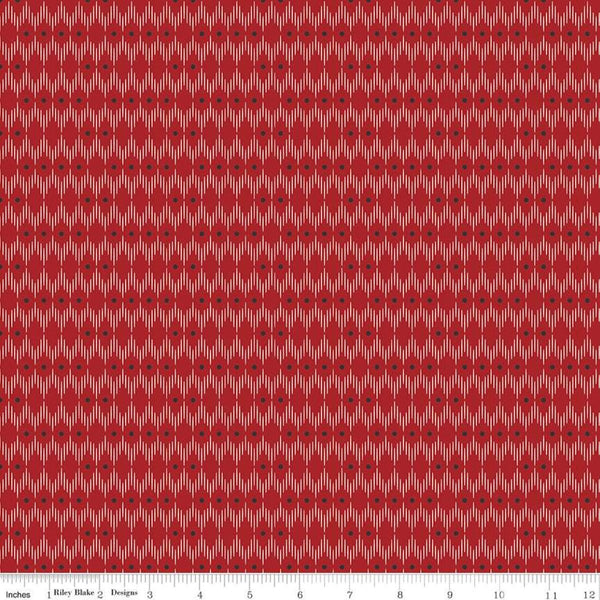 11" End of Bolt - CLEARANCE Into the Woods Line Dot C11395 Red - Riley Blake Designs - Geometric Lines Dots - Quilting Cotton Fabric