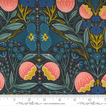 SALE Nocturnal Night Flowers 48331 Night - Moda Fabrics - Floral Flower on Black - Quilting Cotton Fabric