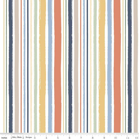 30" End of Bolt Piece - SALE FLANNEL Baby Boy Stripes F11443 White - Riley Blake Designs - Juvenile Stripe Striped - FLANNEL Cotton Fabric