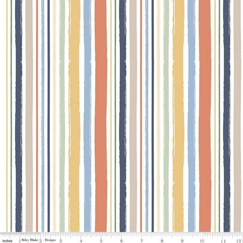30" End of Bolt Piece - FLANNEL Baby Boy Stripes F11443 White - Riley Blake Designs - Juvenile Stripe Striped - FLANNEL Cotton Fabric