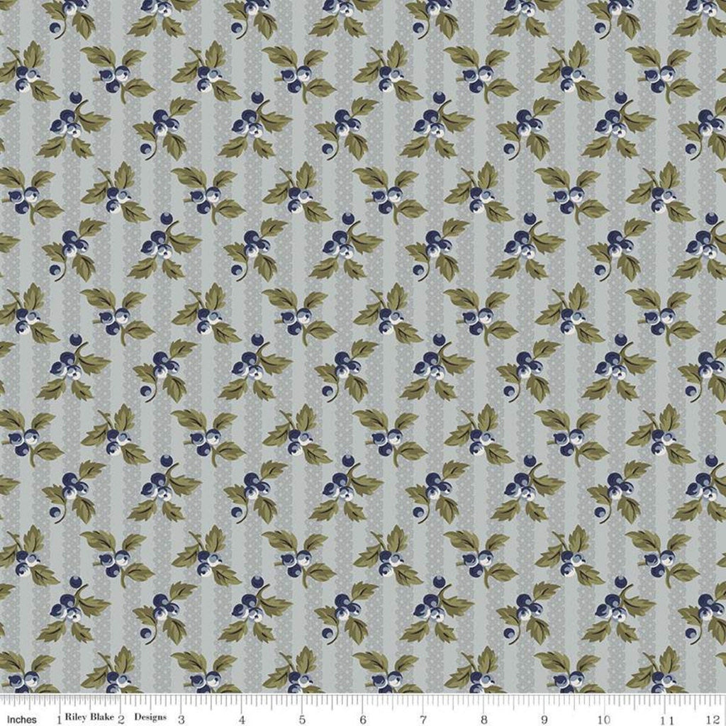 19" End of Bolt - CLEARANCE Buttercup Blooms Stripe C11154 Dusk - Riley Blake -Floral Flowers Gray Striped Background-Quilting Cotton Fabric