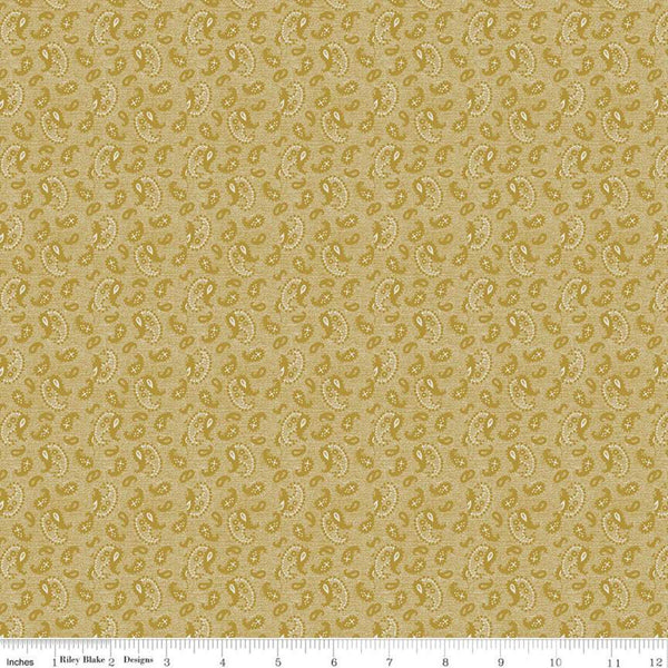 Fat Quarter End of Bolt Piece - SALE Buttercup Blooms Paisley C11155 Gold - Riley Blake Designs - Tone-on-Tone - Quilting Cotton Fabric