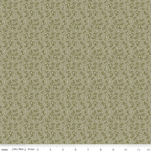Fat Quarter End of Bolt Piece - SALE Buttercup Blooms Paisley C11155 Sage -Riley Blake Designs - Tone-on-Tone Green - Quilting Cotton Fabric