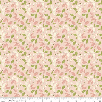 Fat Quarter End of Bolt - SALE Adel in Spring Leaves C11421 Pink - Riley Blake Designs - Leaf Sprigs - Quilting Cotton Fabric
