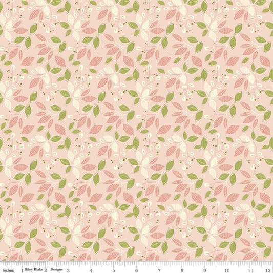 Fat Quarter End of Bolt - SALE Adel in Spring Leaves C11421 Pink - Riley Blake Designs - Leaf Sprigs - Quilting Cotton Fabric