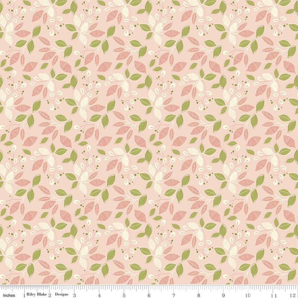 Fat Quarter End of Bolt - DEAL Adel in Spring Leaves C11421 Pink - Riley Blake Designs - Leaf Sprigs - Quilting Cotton Fabric