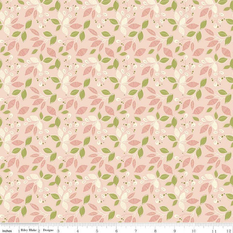 Fat Quarter End of Bolt - DEAL Adel in Spring Leaves C11421 Pink - Riley Blake Designs - Leaf Sprigs - Quilting Cotton Fabric