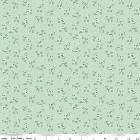 18" End of Bolt - SALE Adel in Spring Tripleberry C11424 Aqua - Riley Blake Designs - Berries Sprigs Dots - Quilting Cotton Fabric