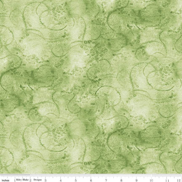 2 yards 17" End of Bolt Piece - SALE Painter's Watercolor Swirl WIDE BACK WB680 Sage Green - Riley Blake - 107/108" - Quilting Cotton Fabric