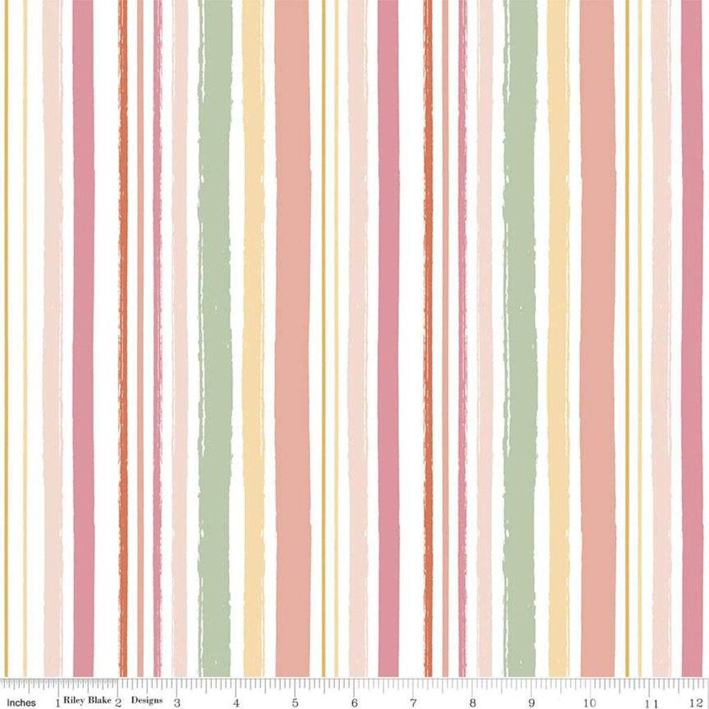 24" end of bolt - FLANNEL Baby Girl Stripes F11443 Multi - Riley Blake Designs - Stripe Pink Green Yellow White - FLANNEL Cotton Fabric