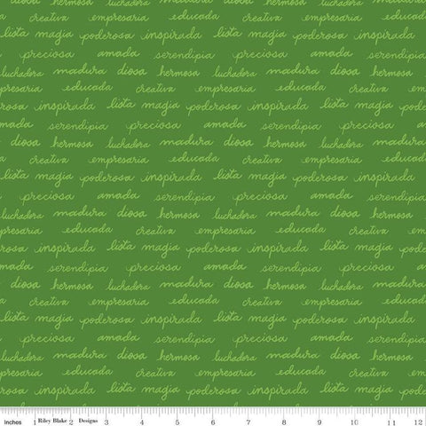 15" End of Bolt - CLEARANCE Eleanor Text C11716 Emerald - Riley Blake Designs - Mexico Mexican Spanish Words Green - Quilting Cotton Fabric