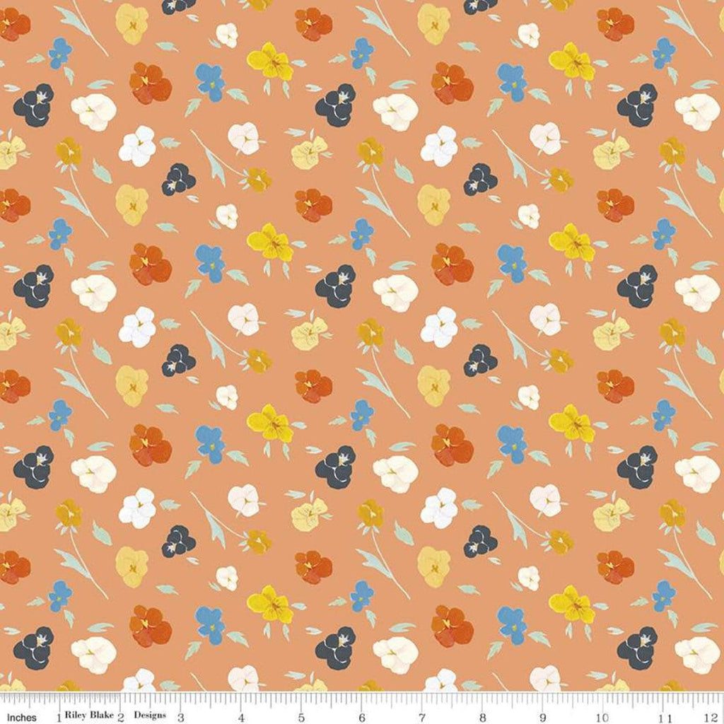Fat Quarter End of Bolt - CLEARANCE The Littlest Family's Big Day Flowers CD11492 Coral - Riley Blake - DIGITALLY PRINTED - Quilting Cotton
