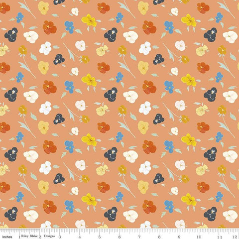 Fat Quarter End of Bolt - CLEARANCE The Littlest Family's Big Day Flowers CD11492 Coral - Riley Blake - DIGITALLY PRINTED - Quilting Cotton