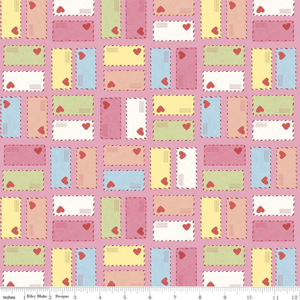 Fat Quarter End of Bolt - SALE Sugar and Spice Envelopes C11414 Pink - Riley Blake Designs - Valentine's Valentine - Quilting Cotton Fabric