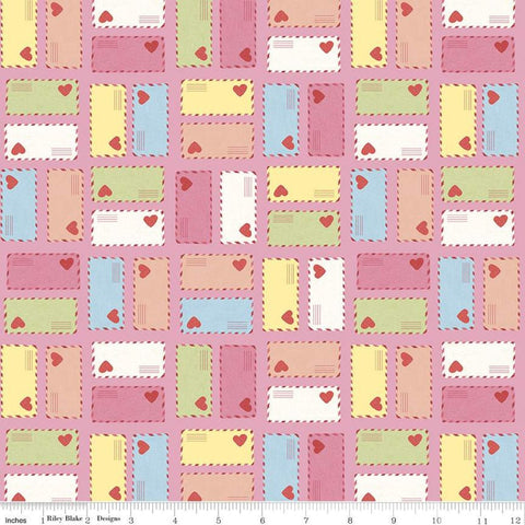 Fat Quarter End of Bolt - SALE Sugar and Spice Envelopes C11414 Pink - Riley Blake Designs - Valentine's Valentine - Quilting Cotton Fabric