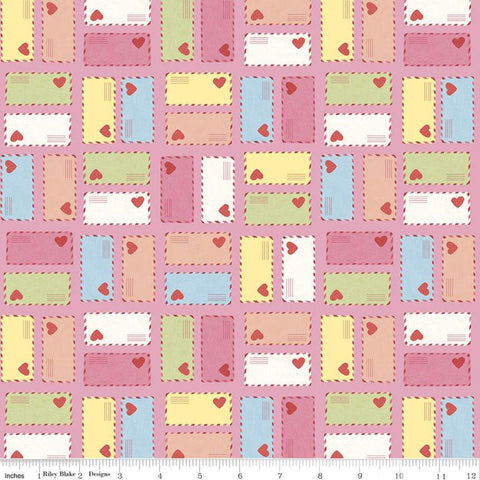 10" End of Bolt - SALE Sugar and Spice Envelopes C11414 Pink - Riley Blake Designs - Valentine's Valentine - Quilting Cotton Fabric