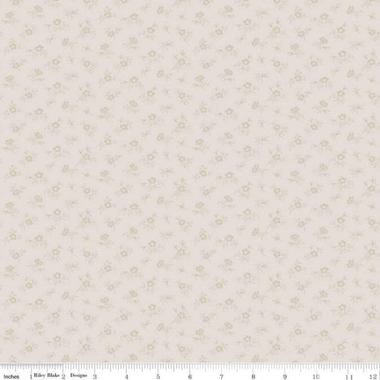 18" End of Bolt Piece - Buttercup Blooms Ditsy C11156 Cream - Riley Blake Designs - Tone-on-Tone Floral Flowers - Quilting Cotton Fabric