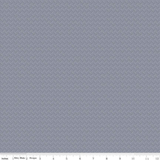 Fat Quarter End of Bolt - CAT Junior Crew Steel Plate C11473 Gray - Riley Blake - Juvenile Construction Tone-on-Tone - Quilting Cotton